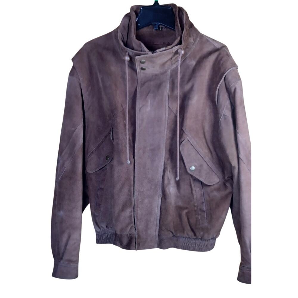Vintage Brown Suede Bomber Flight Jacket by Wilsons Leather - Men's Size L